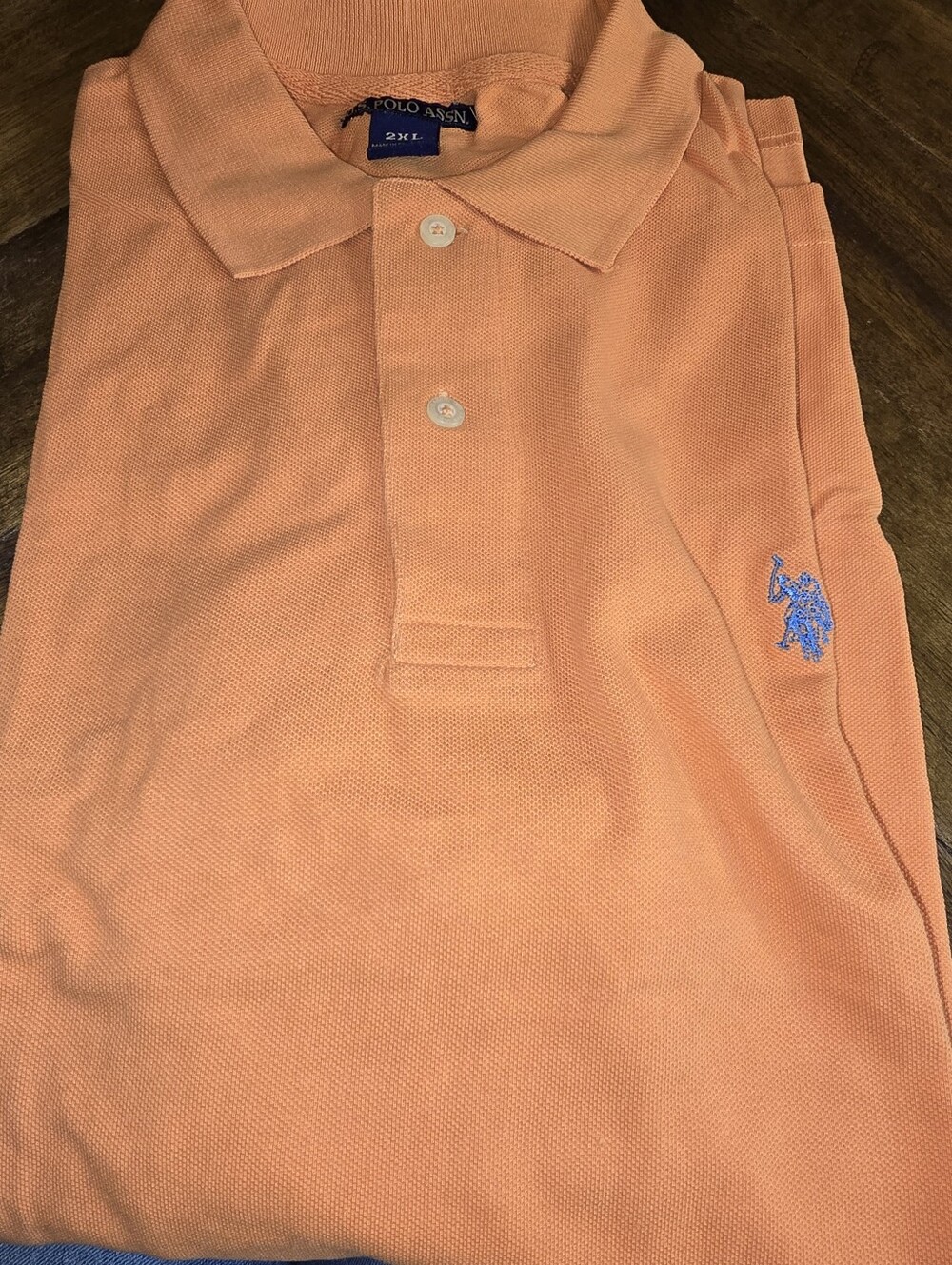Polo Assn. Orange Polo Shirt with Blue Logo 2XL Vintage